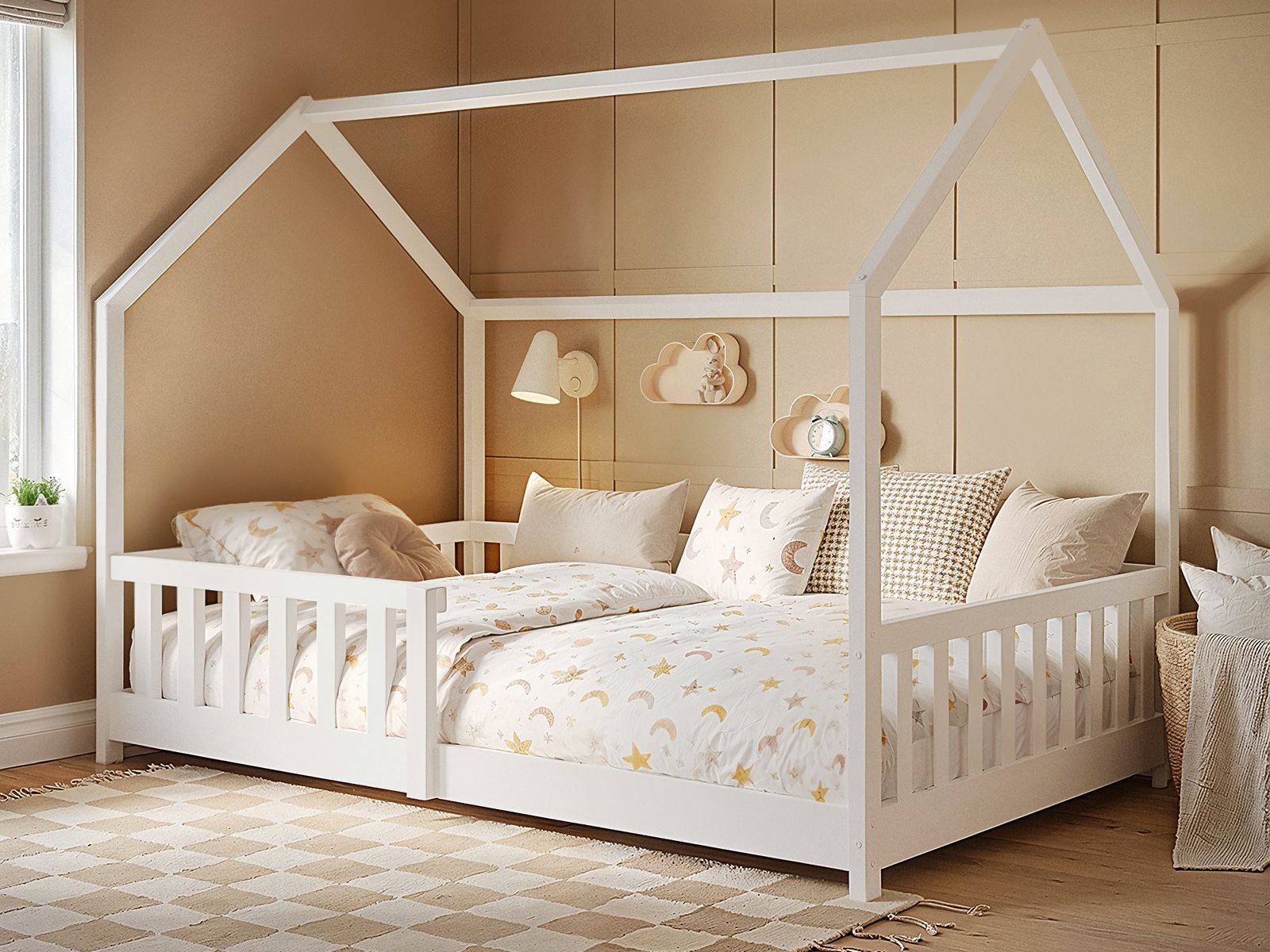 Flair&#x20;Explorer&#x20;Small&#x20;Double&#x20;Play&#x20;House&#x20;Floor&#x20;Bed&#x20;White&#x20;Wooden