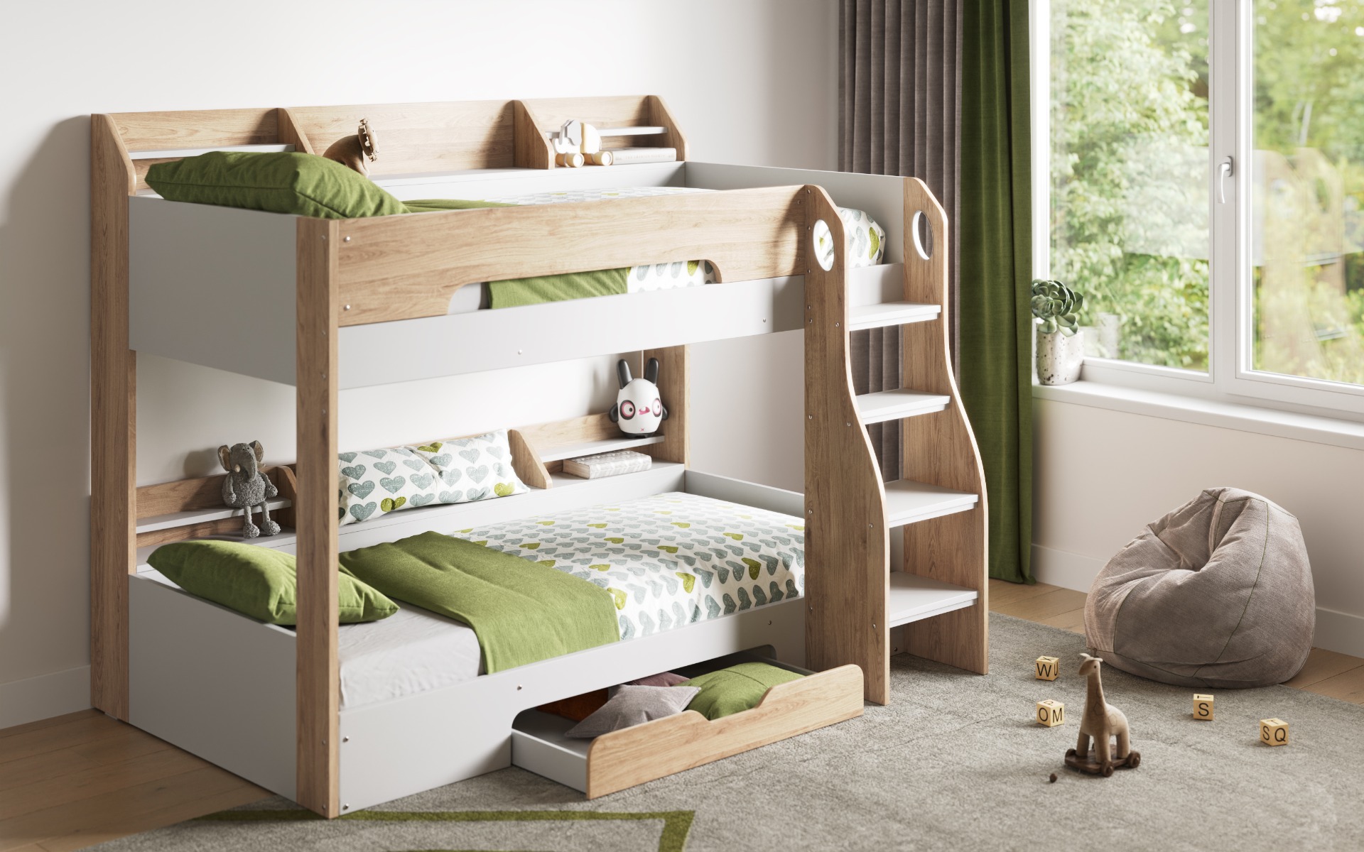 Flair&#x20;Flick&#x20;Storage&#x20;Bunk&#x20;Bed&#x20;White&#x20;&amp;&#x20;Oak
