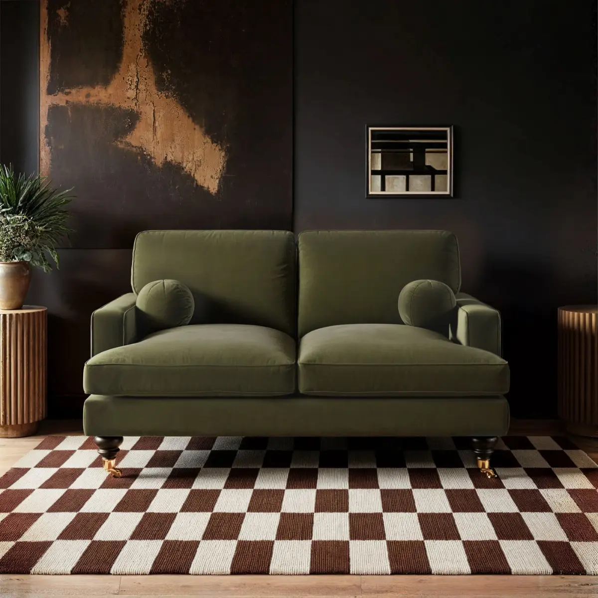 SOLACE+CO Addison 2 Seater Sofa with Caster Legs