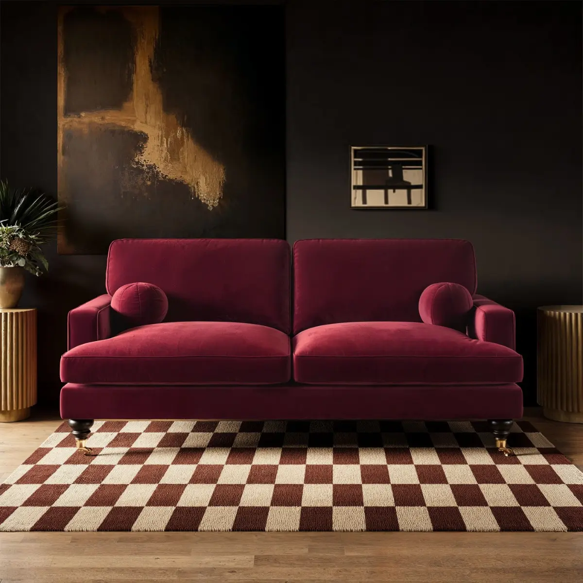SOLACE+CO Addison 3 Seater Sofa with Caster Legs