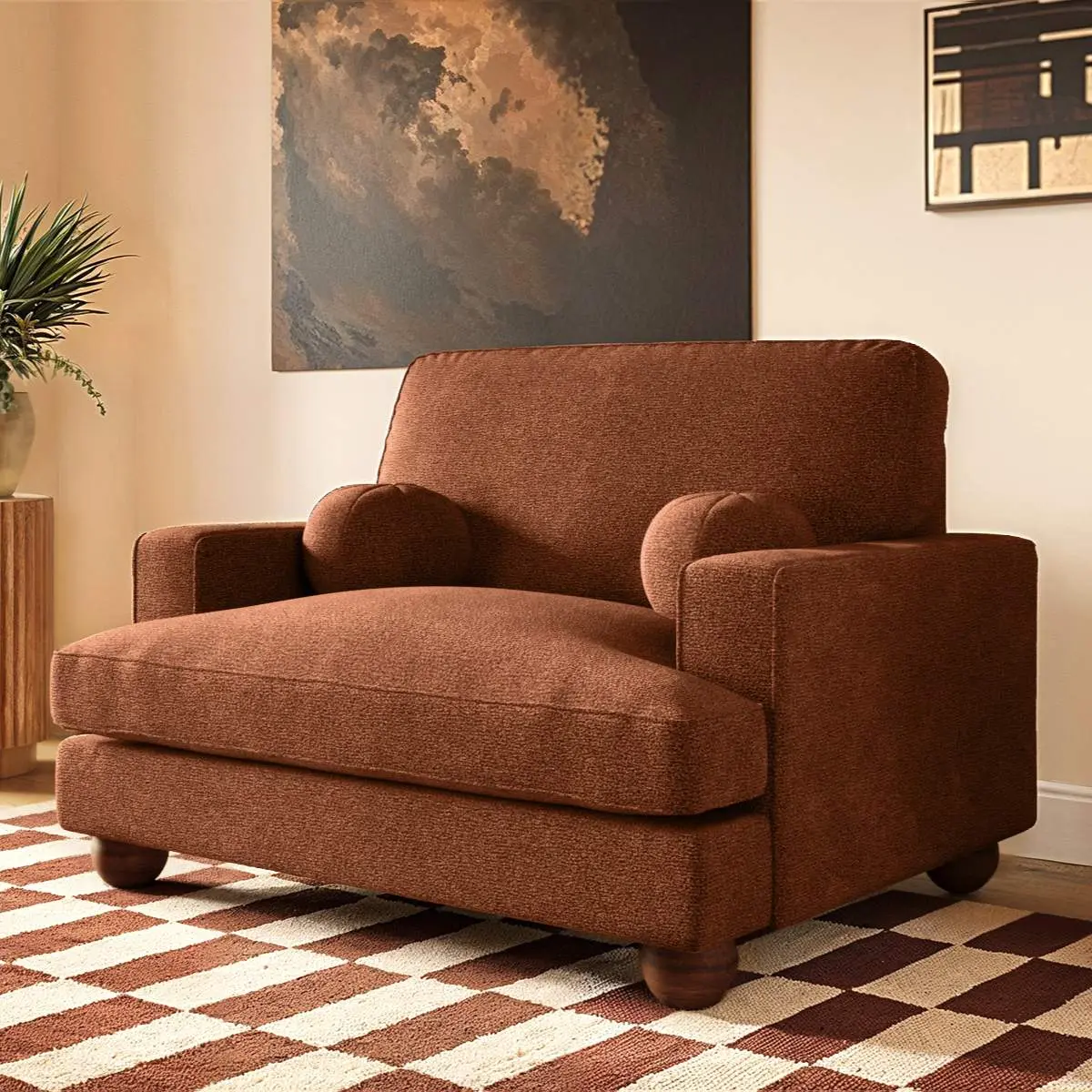 SOLACE+CO Addison Loveseat Burnt Orange Chenille