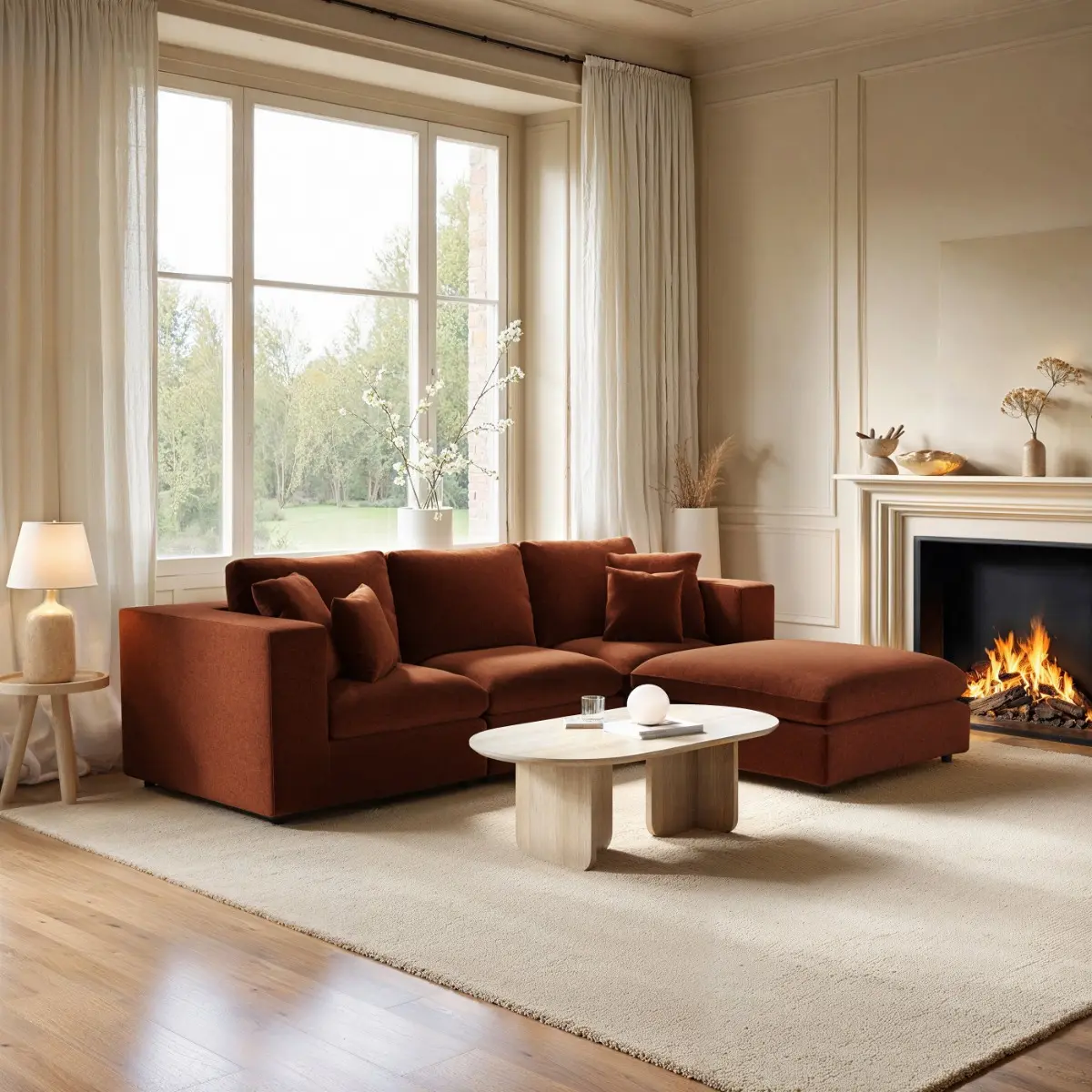SOLACE+CO Asher 4 Seater Sofa with Reversible Footstool