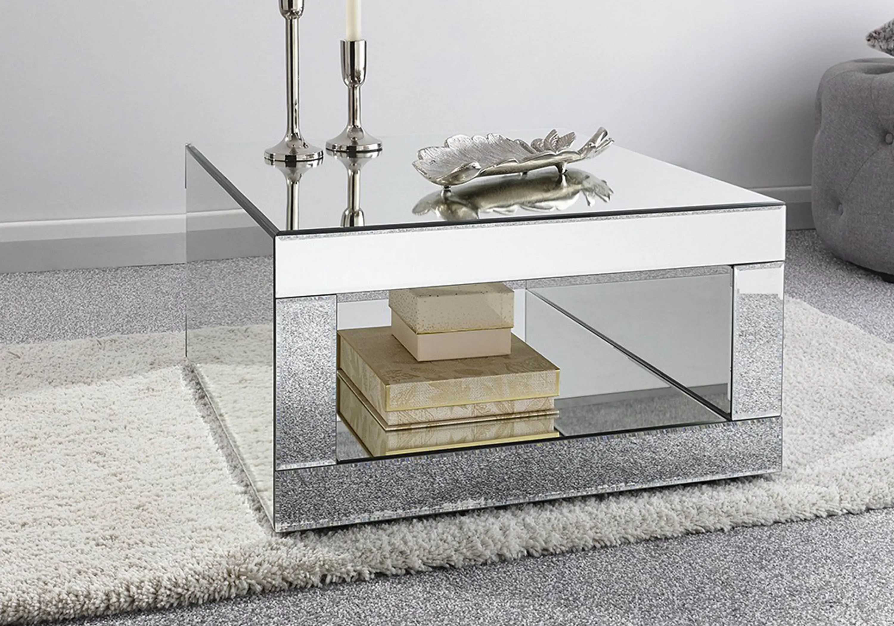 Glass cube coffee table