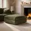 SOLACE+CO Asher Large Square Upholstered Footstool 