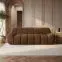 Macy large 3 seater sofa in cream textured fabric with sculpted panel design - thumbnail
