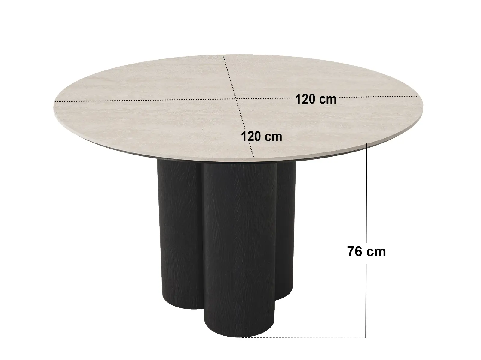 Dimensions diagram for SOLACE+CO Deko & Cyra Round Dining Table Set with 4 Chairs