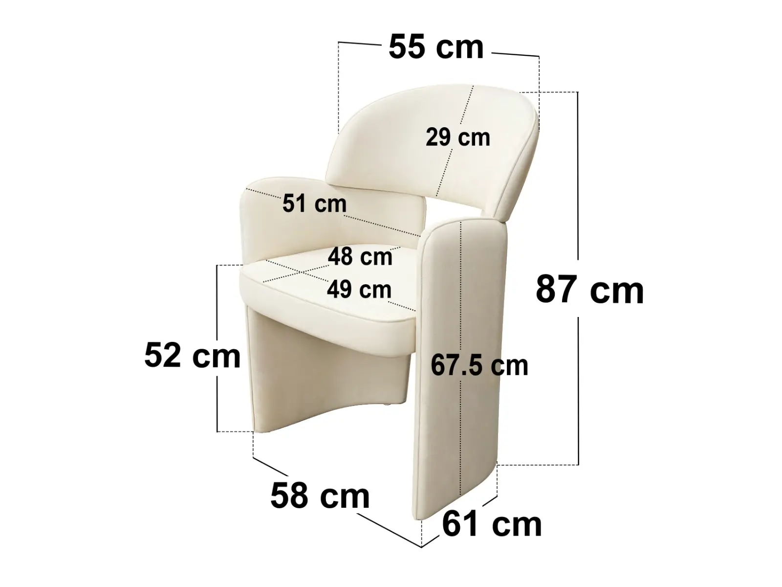 Dimensions diagram for SOLACE+CO Varm & Estella Extendable Dining Table with Velvet Chairs Beige Table with 6 Chairs