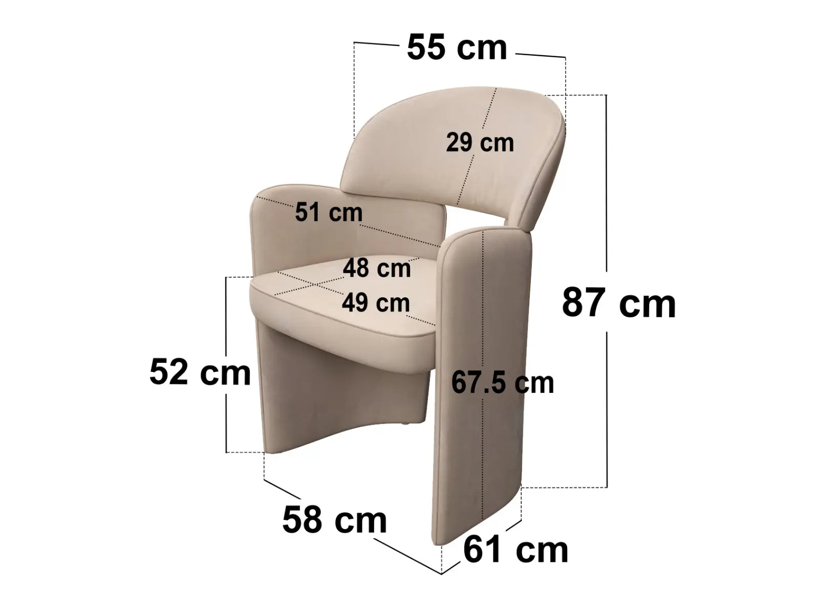 Dimensions diagram for SOLACE+CO Varm & Estella Extendable Dining Table with Velvet Chairs