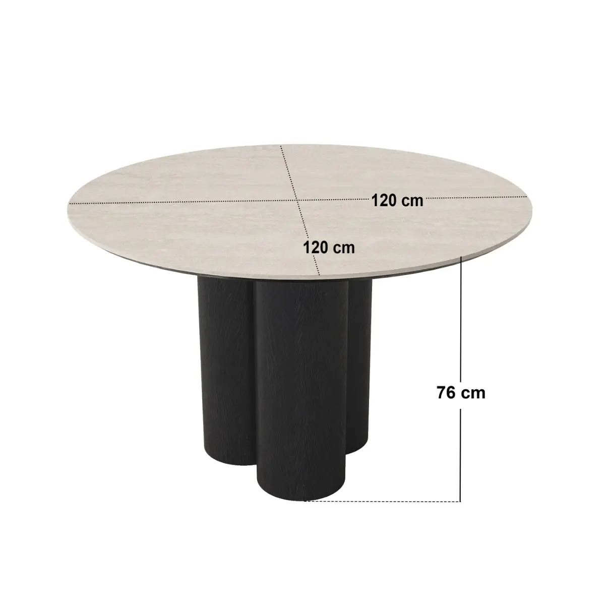Dimensions diagram for SOLACE+CO Deko Dining Table with Vito Chairs Set of 4