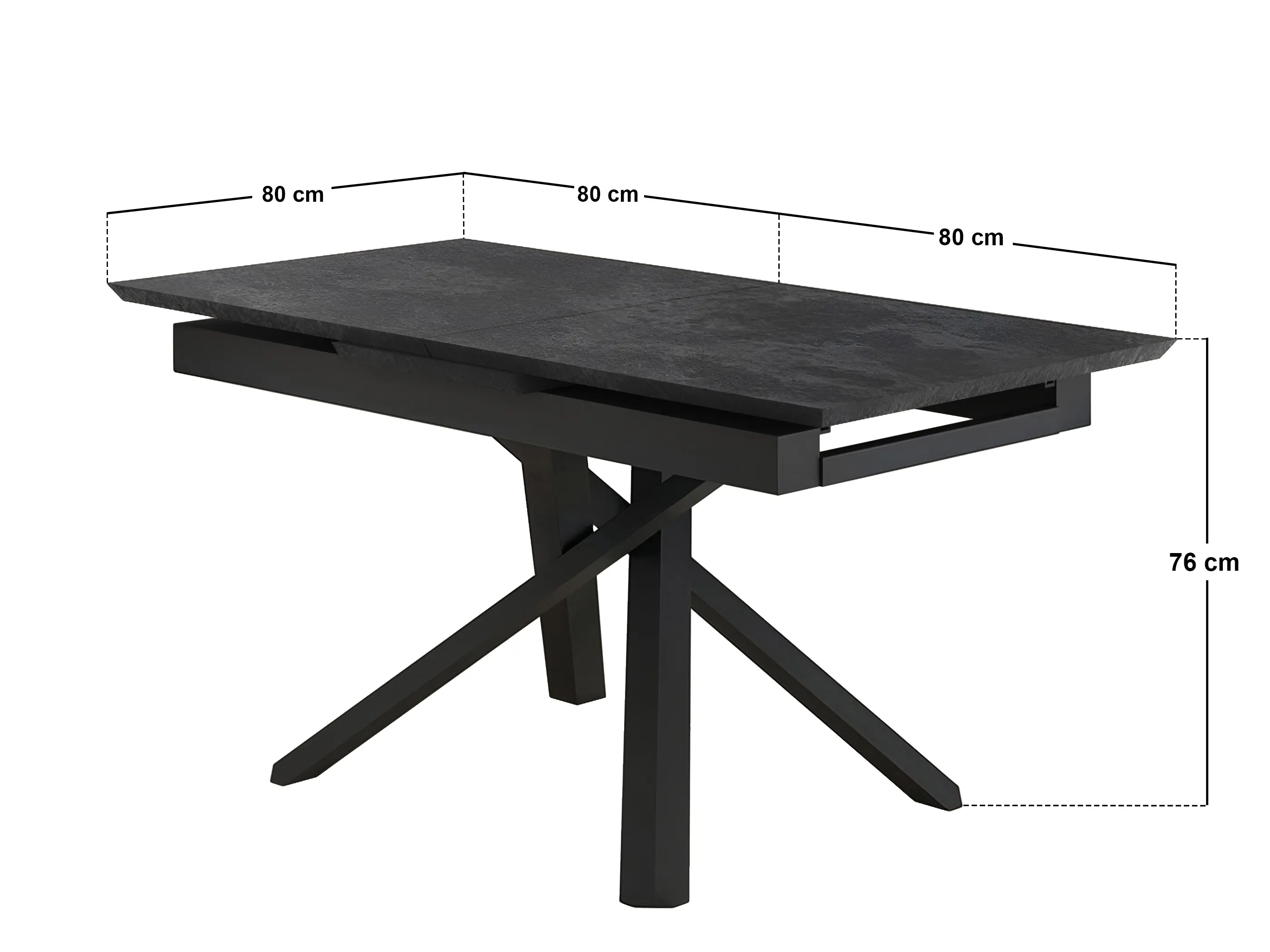 Dimensions diagram for SOLACE+CO Lexi & Isla Dining Set - Extendable Table with 4 Swivel Chairs Cream Boucle