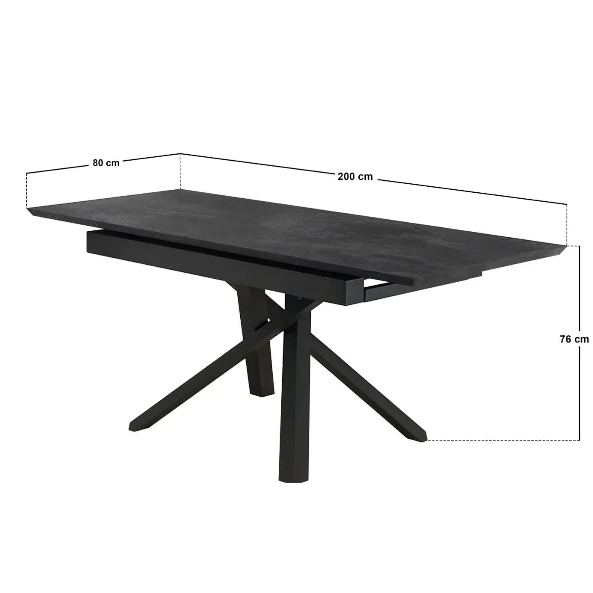 Dimensions diagram for SOLACE+CO Lexi & Isla Dining Set - Extendable Table with 6 Swivel Chairs