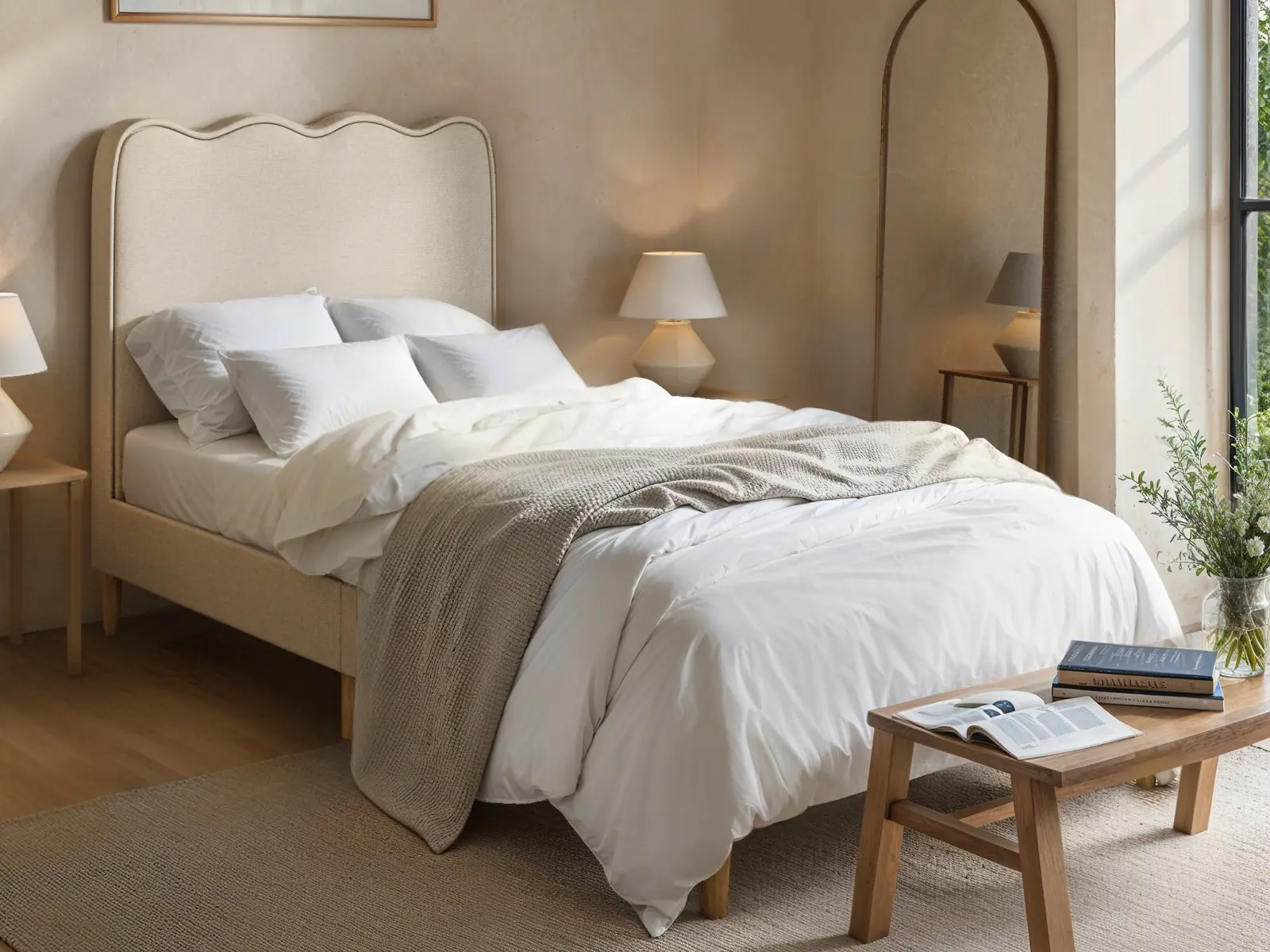 Flair Ellis Single Fabric Bed with Cloud Headboard