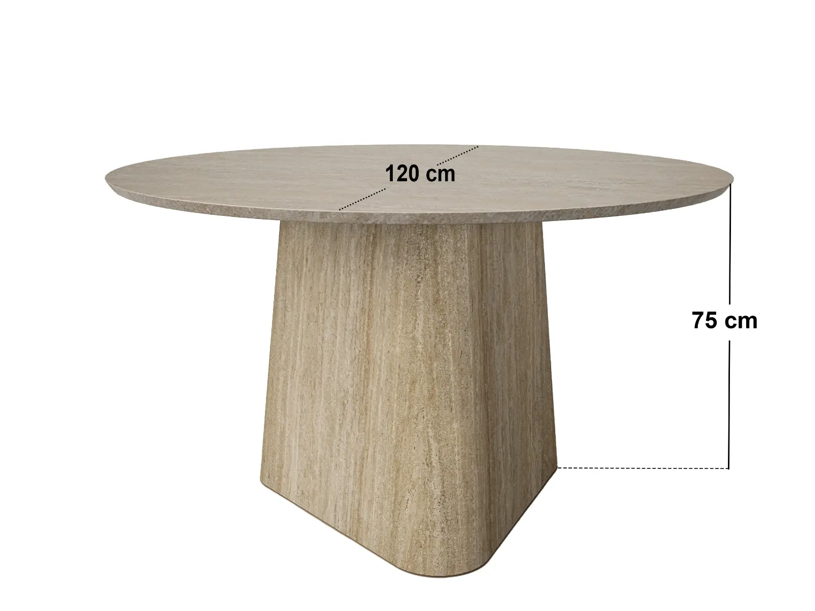 Dimensions diagram for SOLACE+CO Elin & Estella Round Dining Table with 4 Chairs