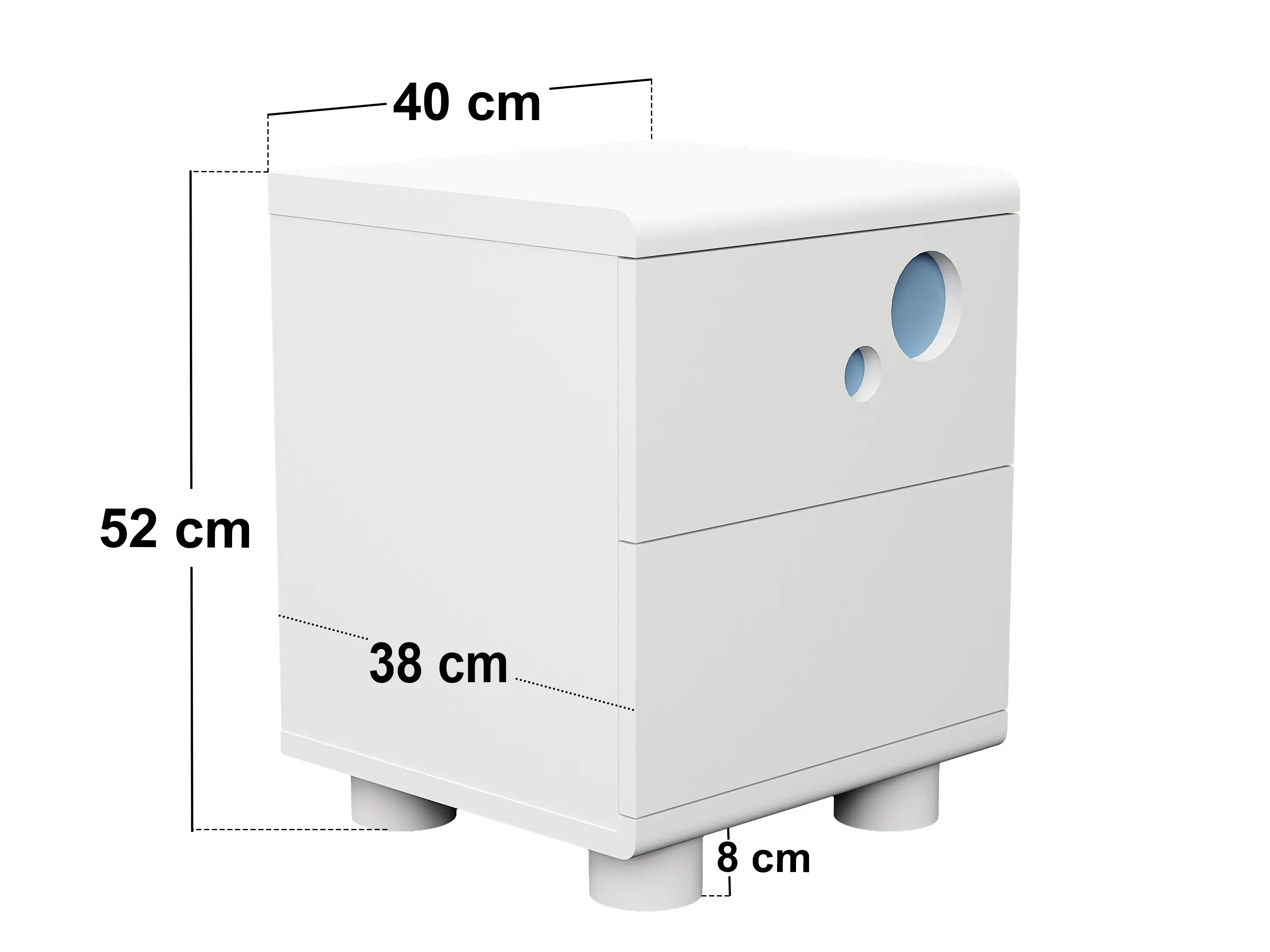 Dimensions diagram for Flair Livana Bedside Table White