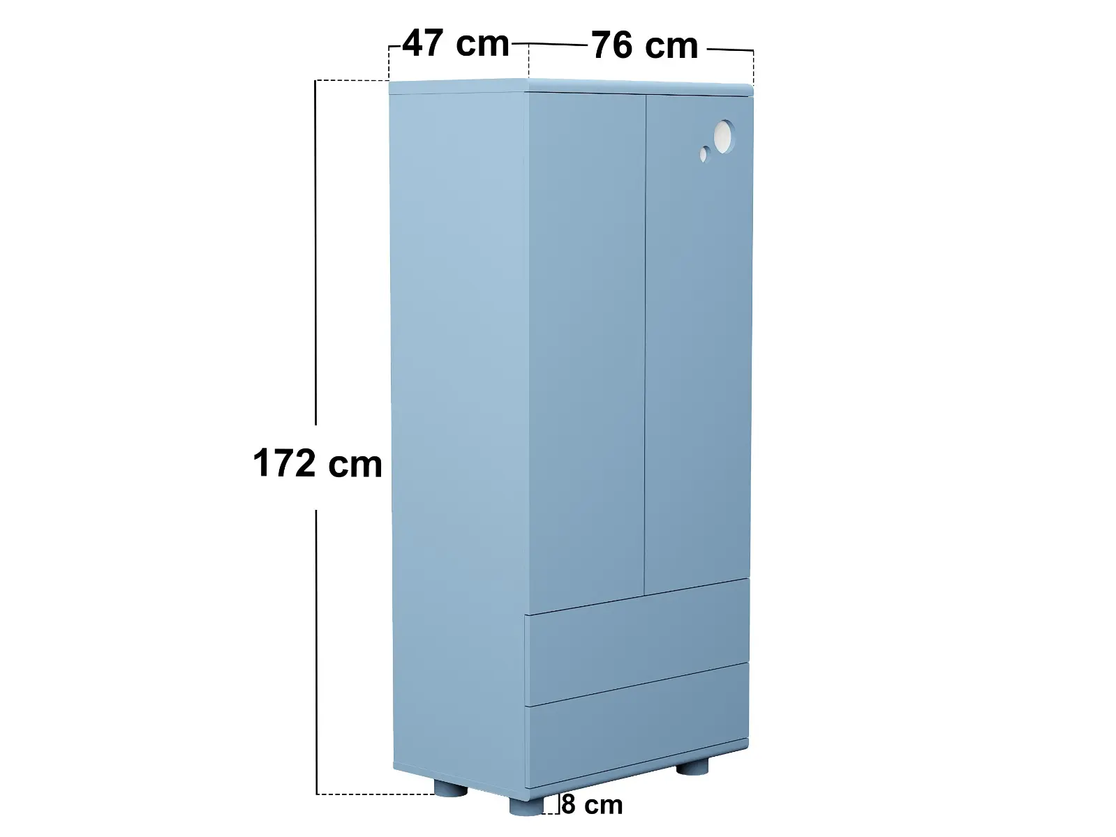 Dimensions diagram for Flair Livana Double Wardrobe With Drawers