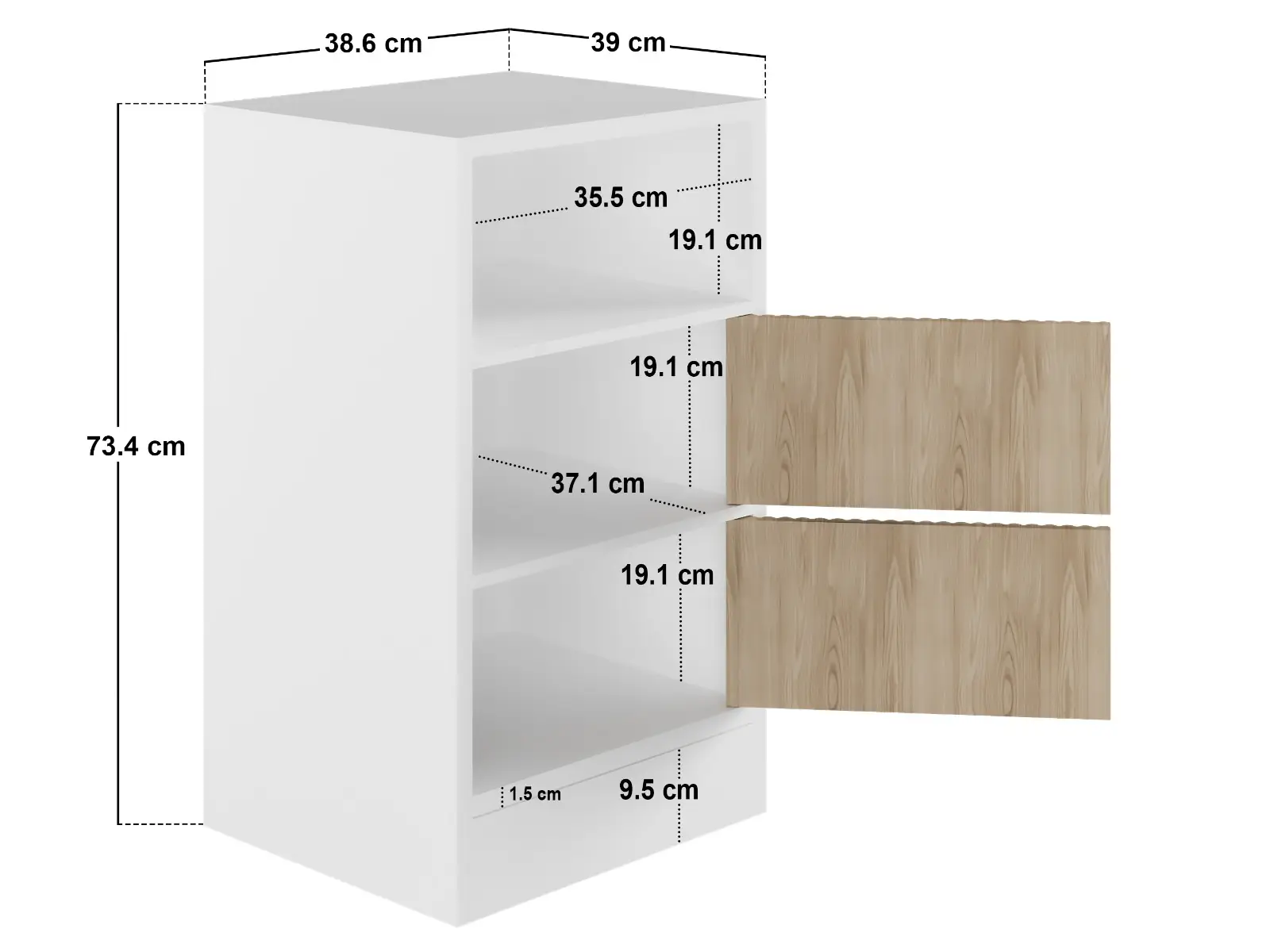 Dimensions diagram for Flair Luca Mid Sleeper Cabin Bed with Drawers and Storage White