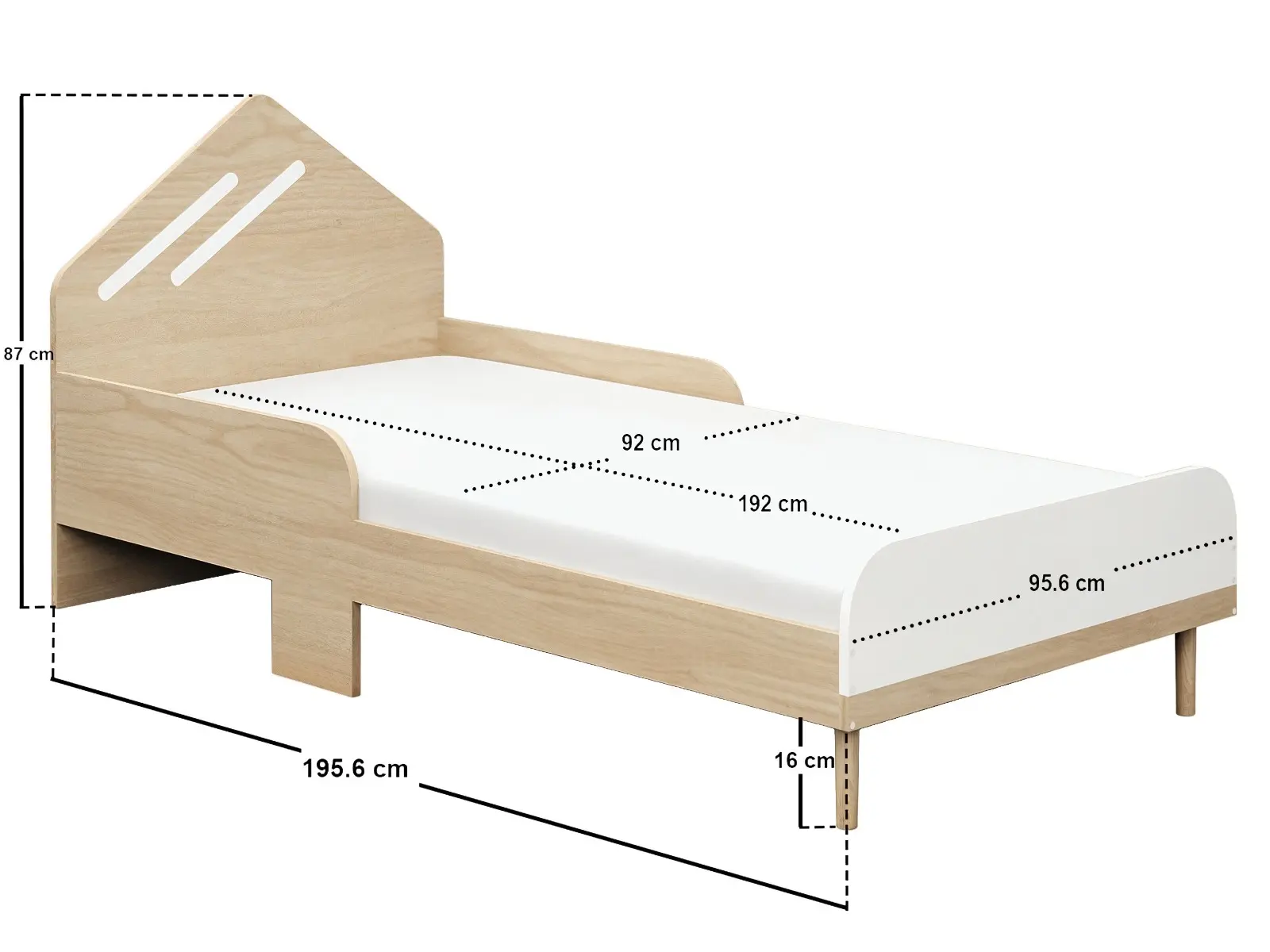 Dimensions diagram for Flair Noah Single Bed
