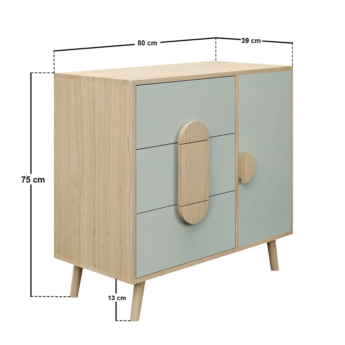 Dimensions diagram for Flair Noah Chest of Drawers