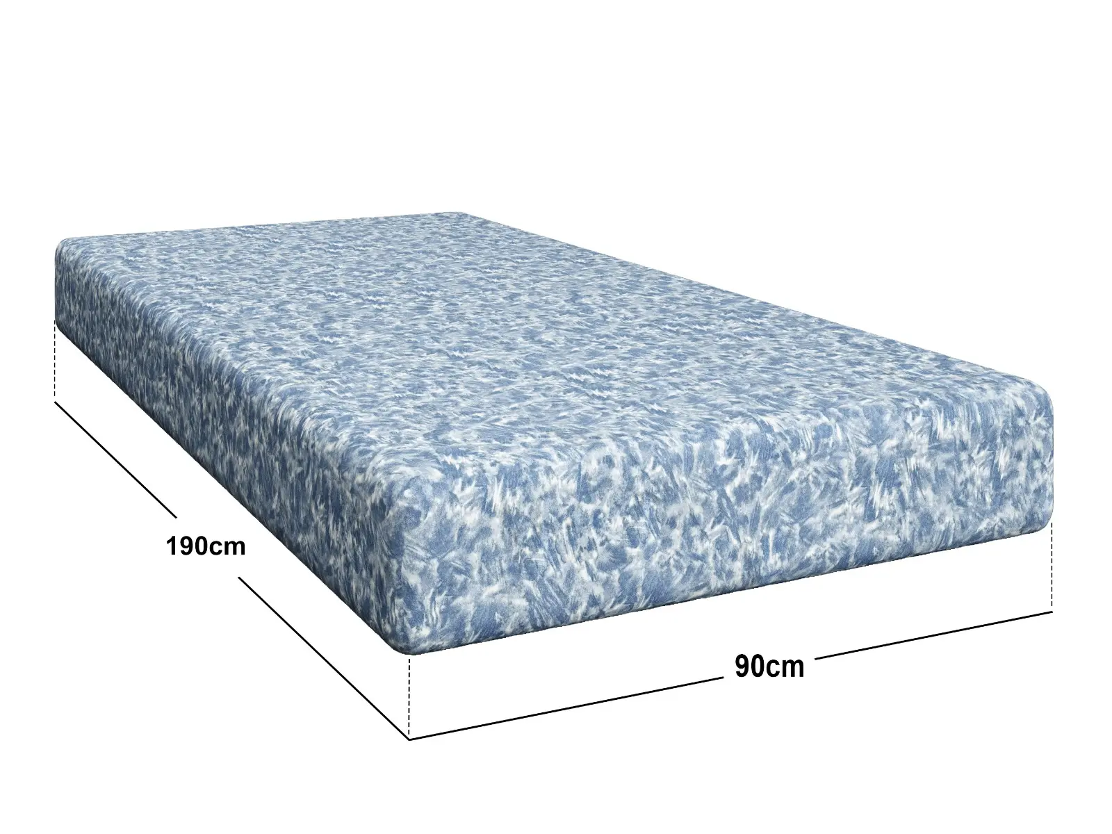 Dimensions diagram for Noomi Waterproof Eco Foam Mattress Single