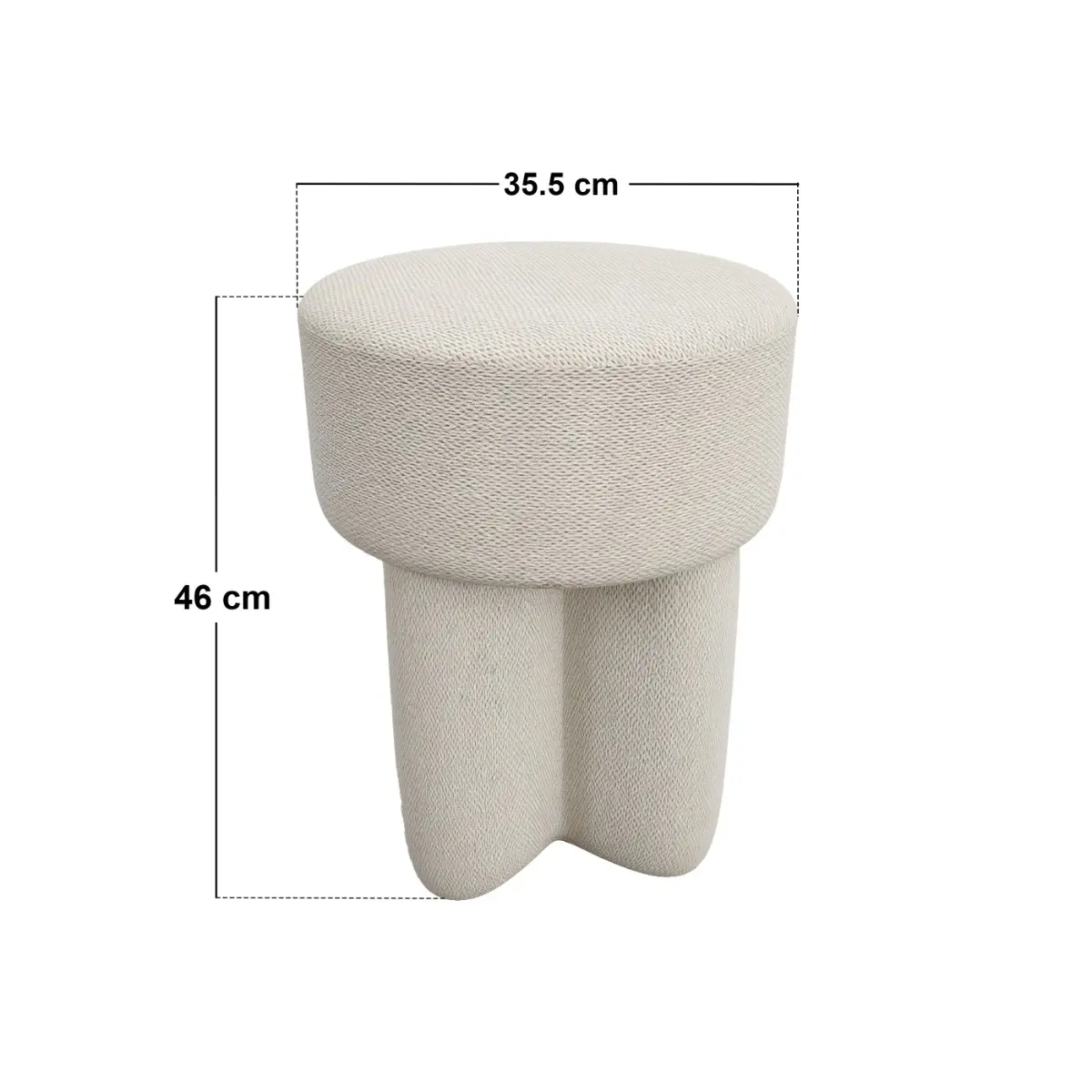 Dimensions diagram for SOLACE+CO Astrid Pouffe Footstool Wave Chenille 