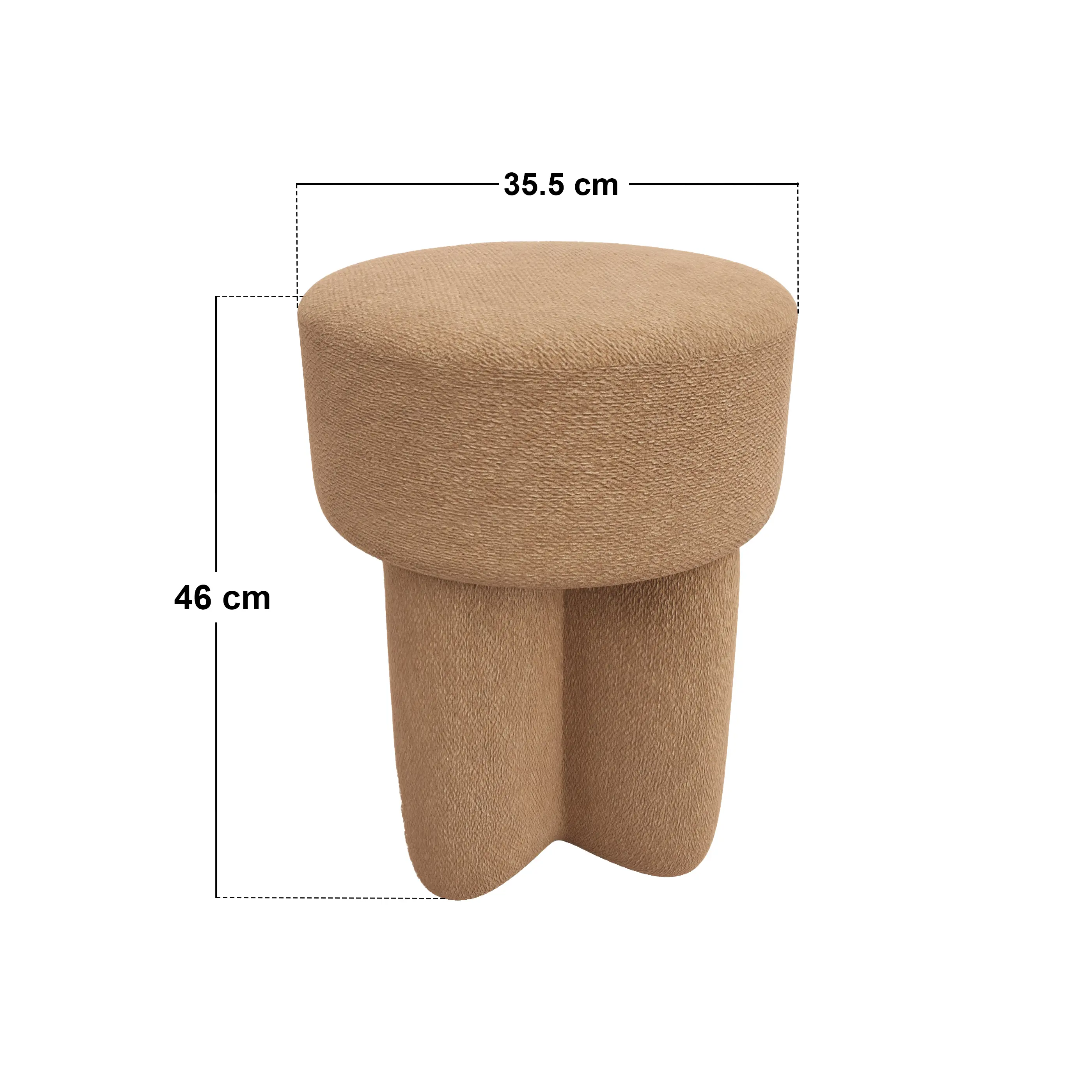 Dimensions diagram for SOLACE+CO Astrid Wave Chenille Round Pouffe Light Brown