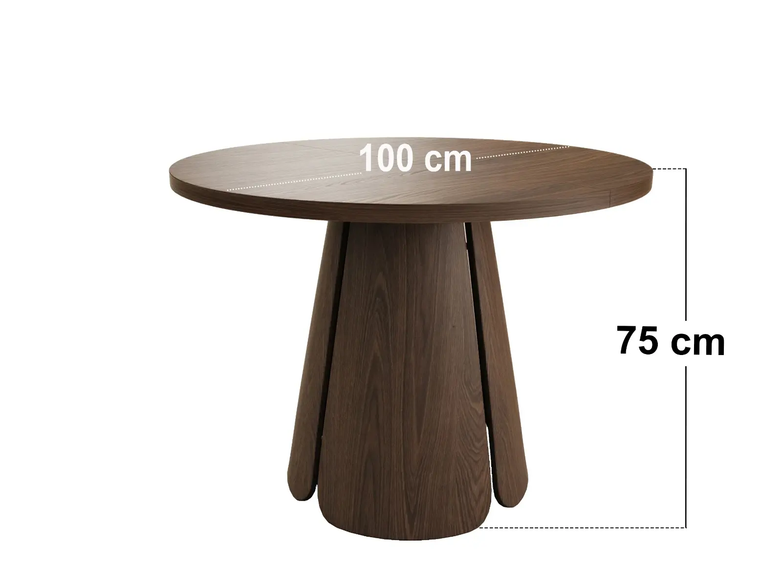 Dimensions diagram for SOLACE+CO Ebony 4-6 Seater Round Extendable Dining Table Walnut