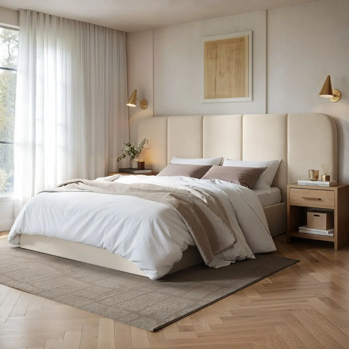 SOLACE+CO Sienna Hotel Ottoman Bed Cream Velvet