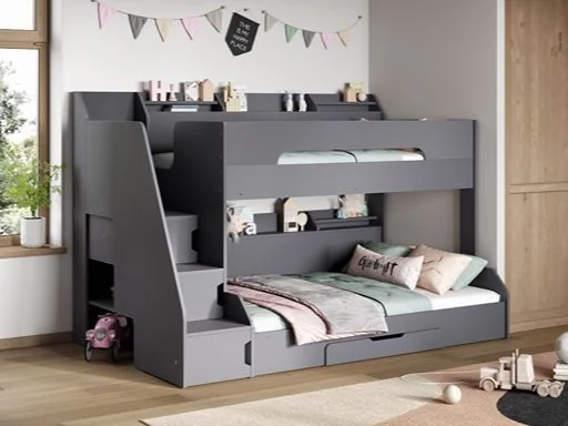 Flair Slick Staircase Triple Bunk Bed with Storage
