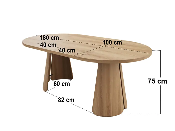 Dimensions diagram for  SOLACE+CO Ebony 4-6 Seater Extendable Dining Set with Sylvia Chairs