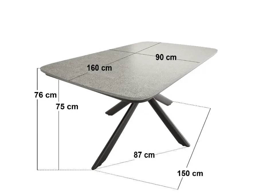 Dimensions diagram for SOLACE+CO Eliza Outdoor Dining Table & Chairs Set Grey & Dark Brown Set of 4