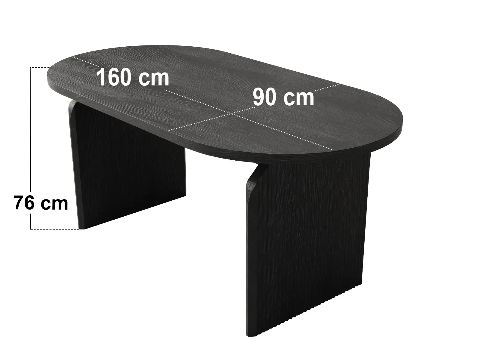 Dimensions diagram for SOLACE+CO Varm & Estella Black Dining Table with Velvet Chairs-Table + 6 Chairs-Brown