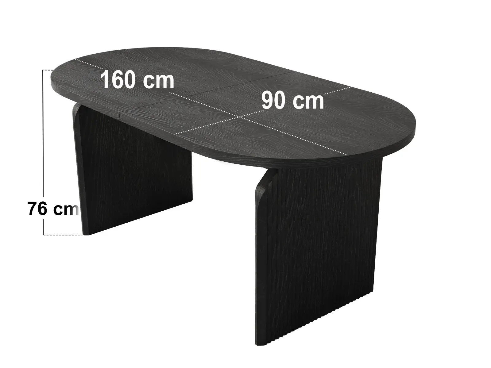 Dimensions diagram for SOLACE+CO Varm Dining Set with Black Table, Bench & 4 Aiko Green Chairs