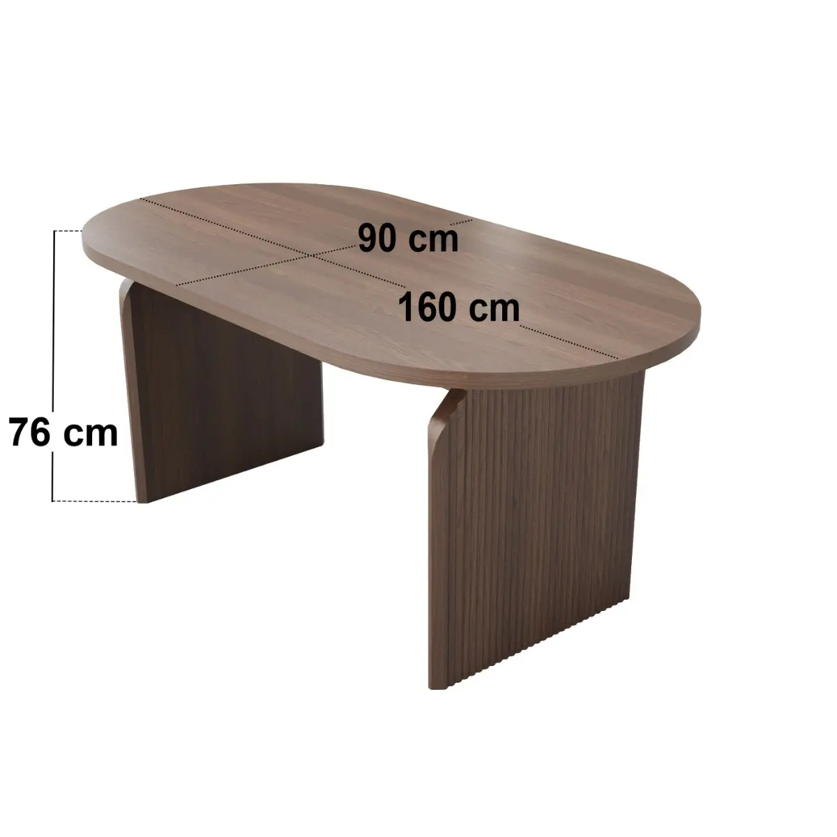 Dimensions diagram for SOLACE+CO Varm Ribbed Oval Dining Table with Eira Chairs Set