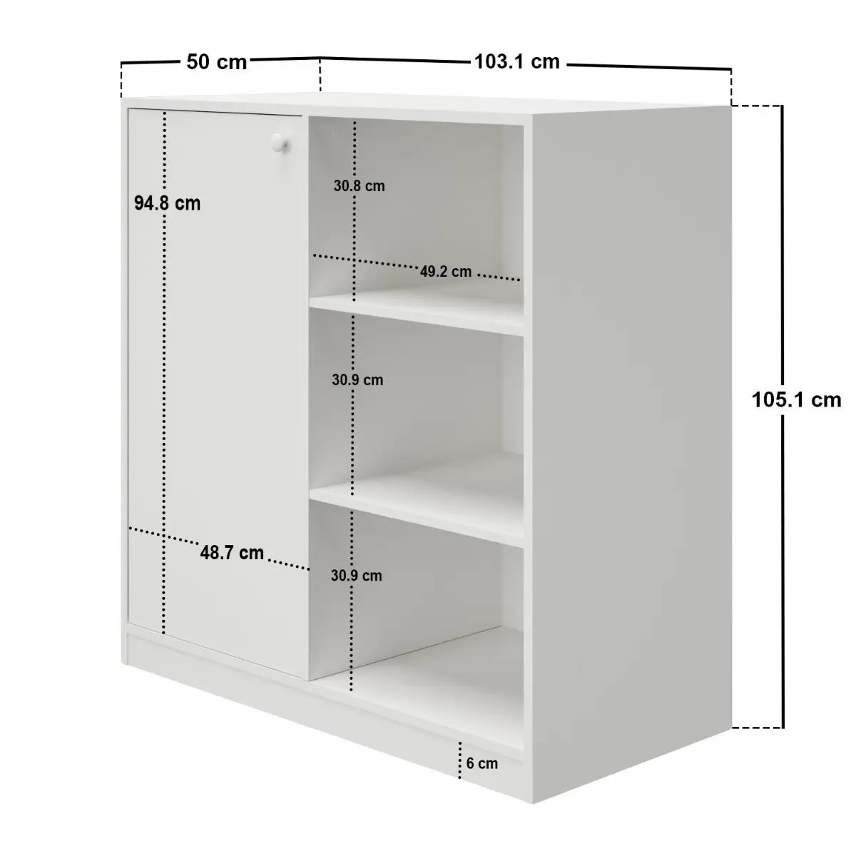 Dimensions diagram for Flair Wizard Storage Unit White