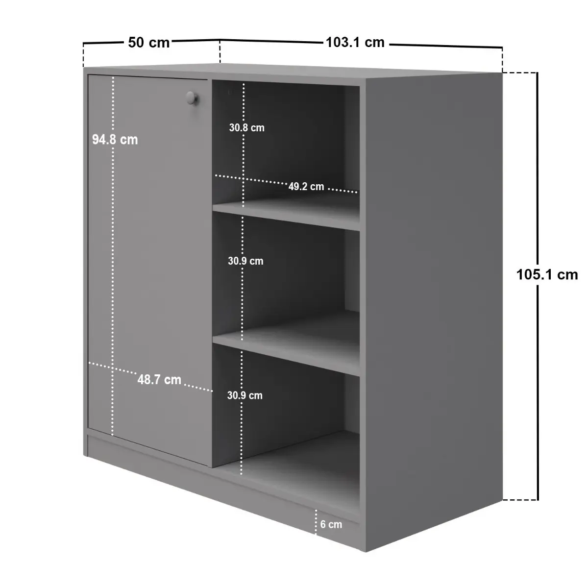 Dimensions diagram for Flair Wizard Storage Unit Grey