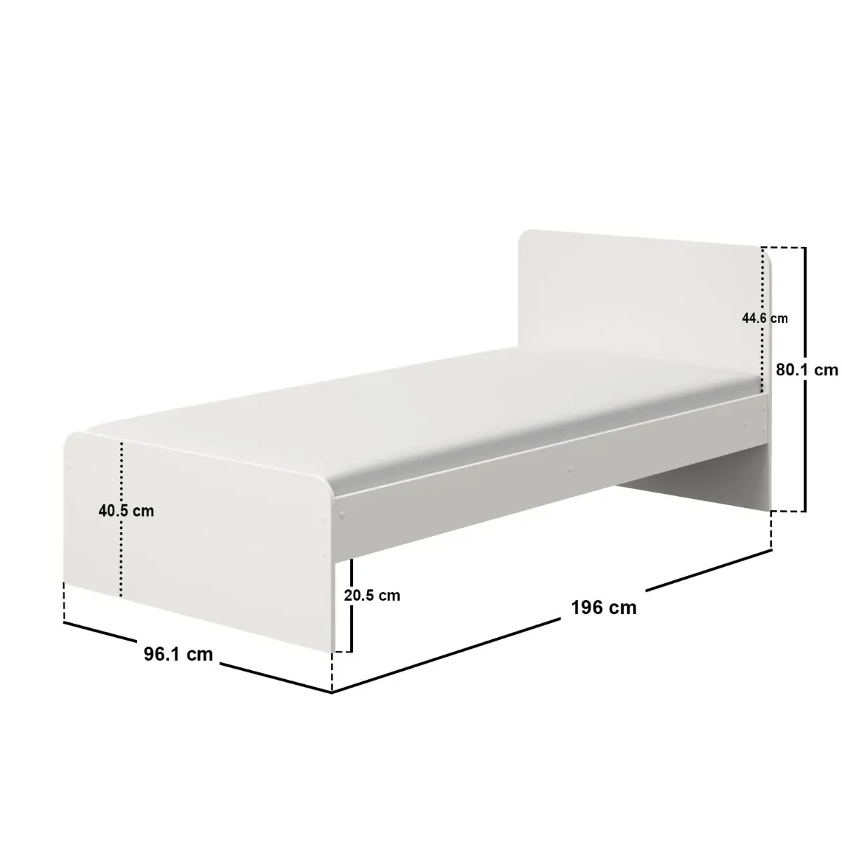 Dimensions diagram for Flair Wizard Single Bed Frame