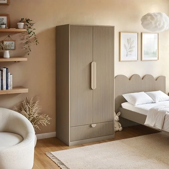 Flair Calista ribbed wardrobe with 2 doors and drawer