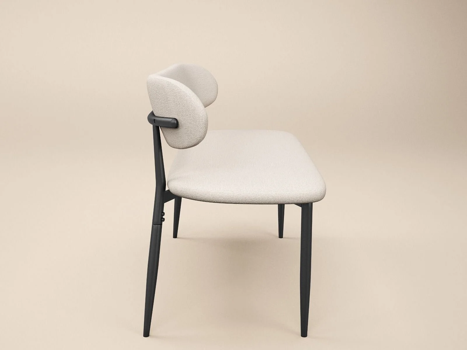 SOLACE+CO Cyra beige chenille upholstered bench with curved backrest - cutout