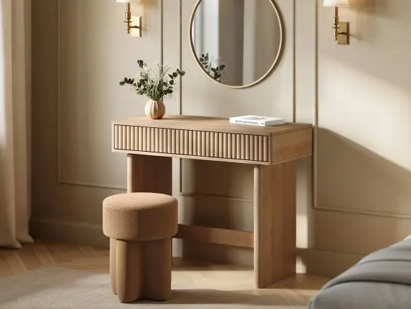 SOLACE+CO Velmor Ribbed Dressing Table Oak