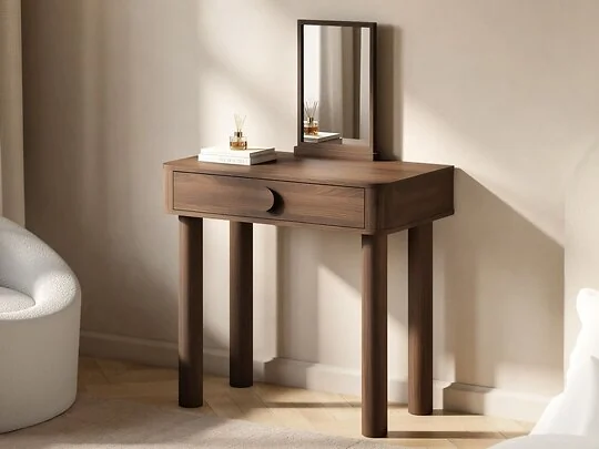 SOLACE+CO Remington walnut effect dressing table with mirror and drawer