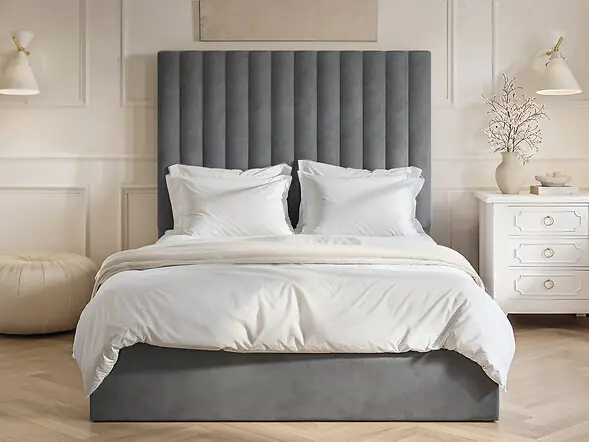 Flair Everley Ottoman Bed Grey Velvet