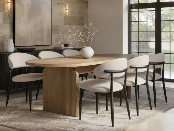 SOLACE+CO Varm black extending dining table and 6 chairs

