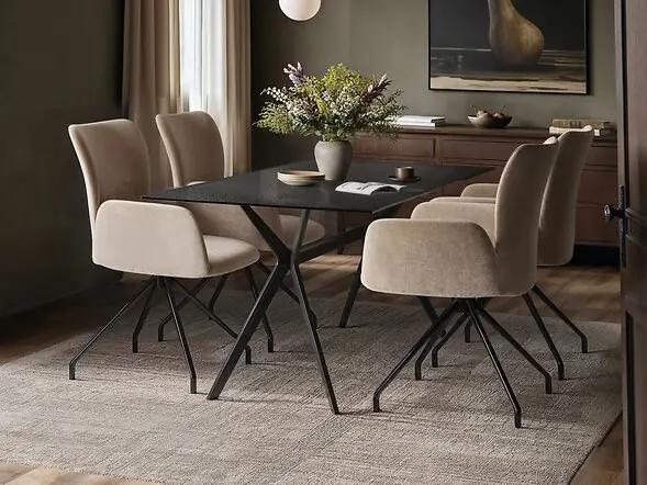 SOLACE+CO Emil Glass Dining Table with Kora Chairs Set