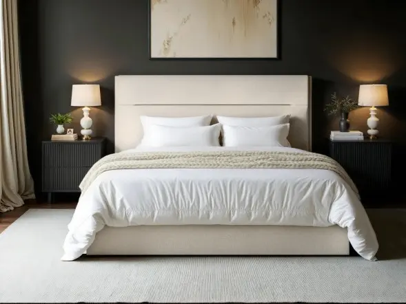SOLACE+CO Nela Ottoman Bed Woven Fabric Cream
