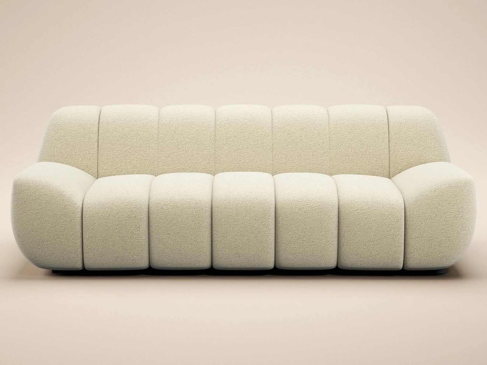 Macy large 3 seater sofa in cream textured fabric with sculpted panel design - cutout