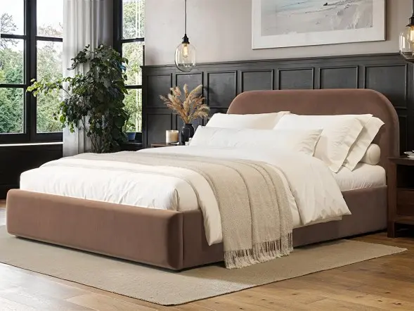 Flair Alba Chocolate Velvet Ottoman Bed