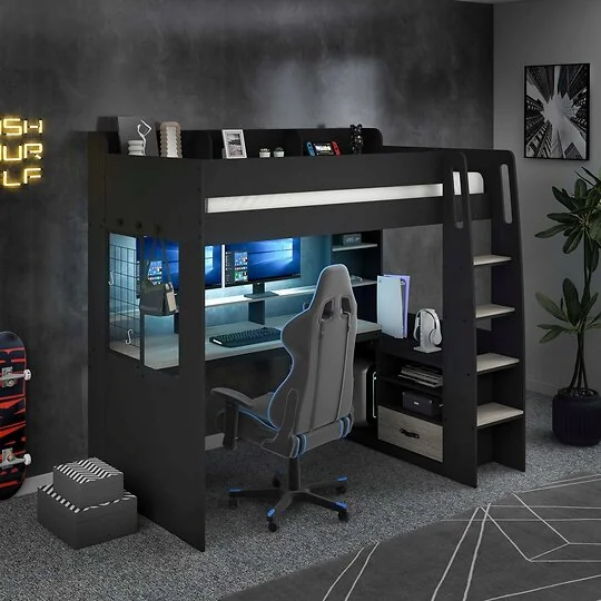 Recoil Kyrk storage gaming high sleeper in black