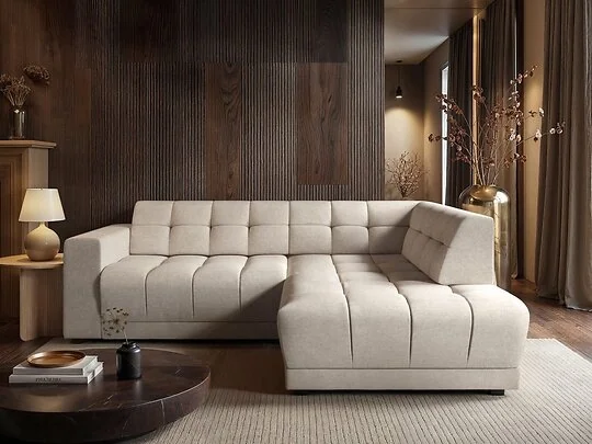 SOLACE+CO Asta 3-Seater Right Corner Faux Suede Leather Fabric Sofa