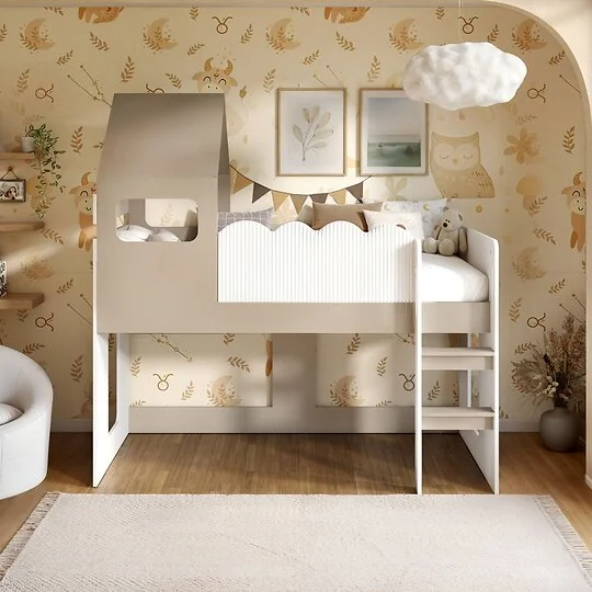 Flair Calista white and taupe ribbed house mid sleeper