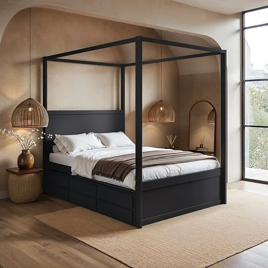 Flair Maddy double 4 poster bed in black